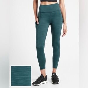 ATHLETA Oceanic Teal Ultimate Stash Pocket 7/8 Tight Active Workout Legging Sz S